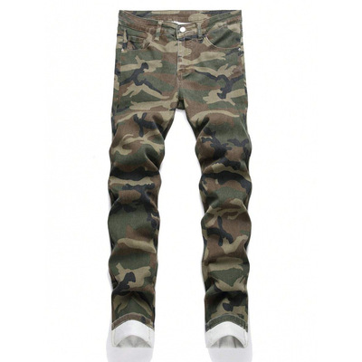 G 32270 Camo Cargo Jeans 迷彩工装牛仔裤跨境速卖通