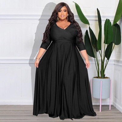 Plus Size Maxi Dress for Women Summer Casual 34 Sleeve