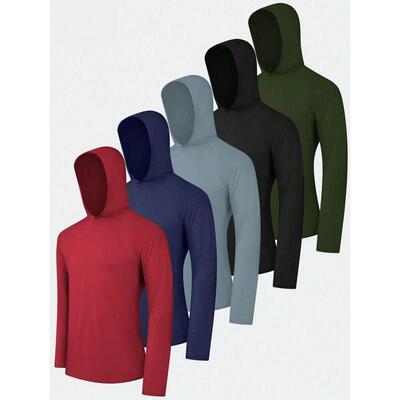 5 Pack Mens Athletic Hoodies Long Sleeve Fishing Shirts For