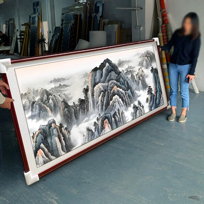 有山无水背有靠山图2025新款装饰挂画办公室背景字画客厅山水风景