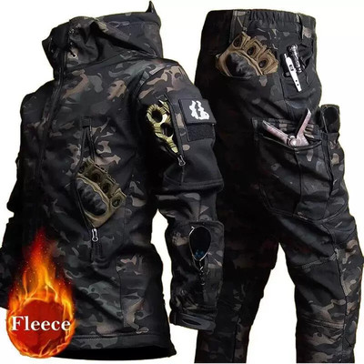 New Men's Winter Jacket Tactical Sets FleecedWindproof