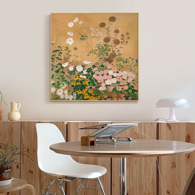 繁花时节Flowering season 客厅背景墙中古风装饰画餐厅花卉挂画
