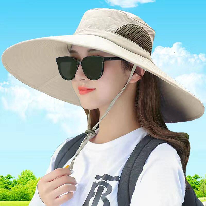 女士新款帽子超大帽檐太阳帽男钓鱼可折叠防泼水速干防晒遮阳帽夏