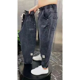休闲宽松牛仔裤 休闲裤 时尚 中年人高腰高裆时尚 潮流百搭老爹裤 男士