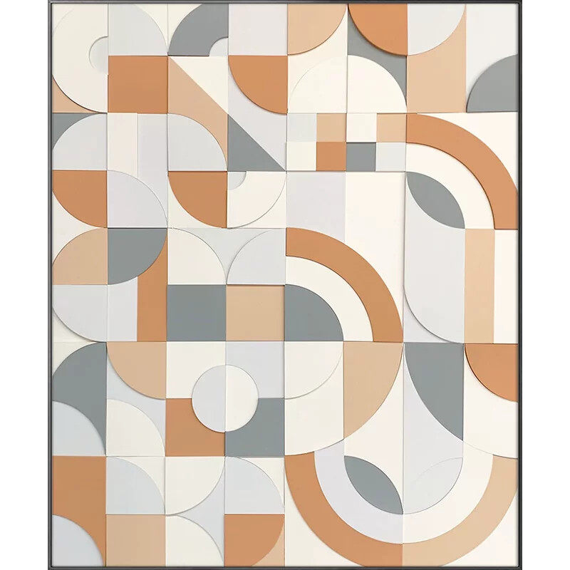 现代简约立体雕刻几何拼色玄关客厅装饰画沙发背景墙大幅落地挂画