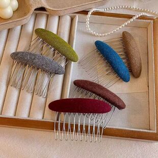 倒插梳发夹发量少复古毛呢倒插梳发夹 女用新款高端 公主气质碎发