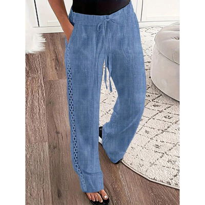 N 20008 Side ruffle slant pocket casual pants 侧花边斜口袋休