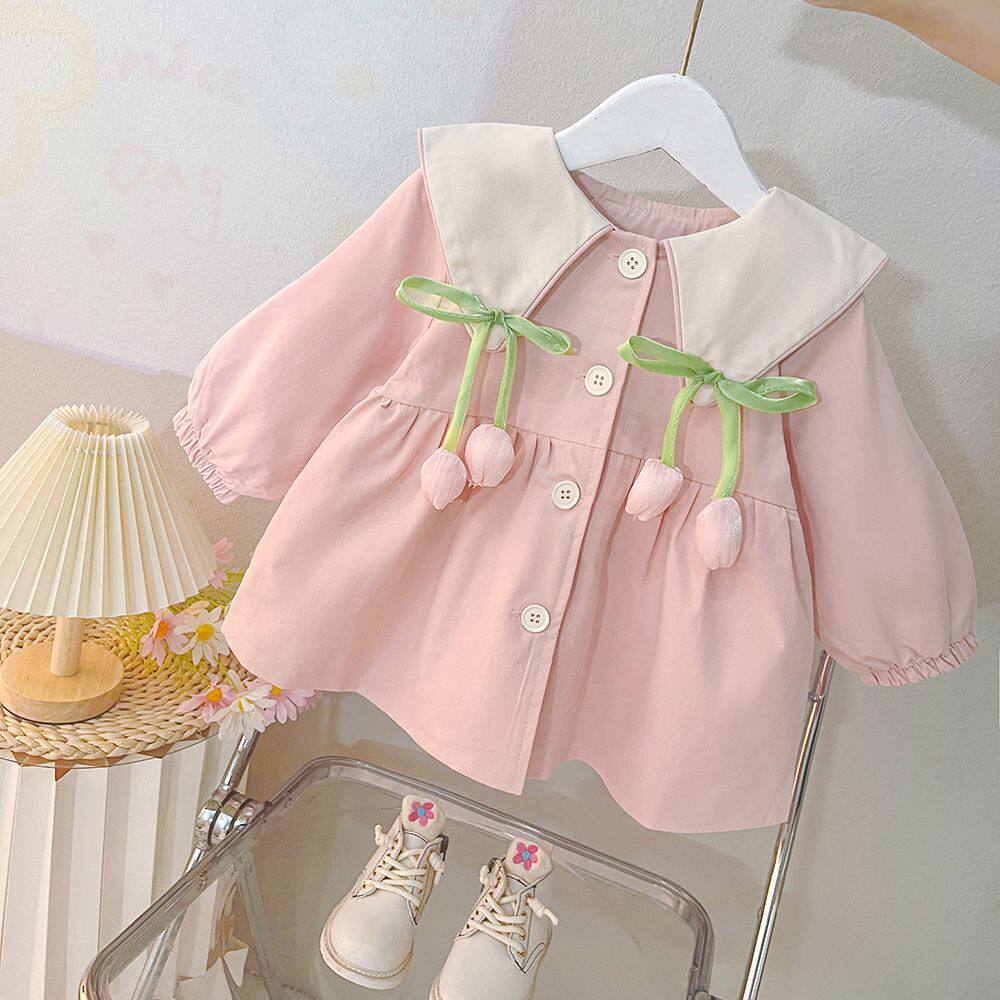 女童风衣外套春秋款2025新款洋气儿童春装婴儿衣服春季女宝宝上衣