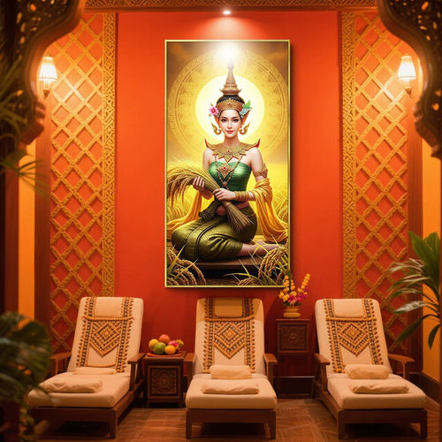 泰式美女装饰画养生馆SPA按摩店挂画东南亚风格饭厅泰国大象壁画