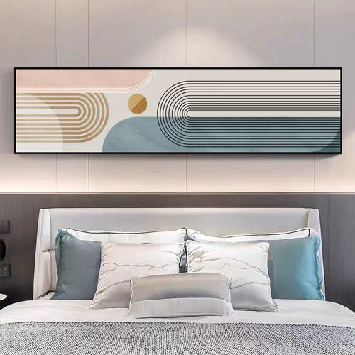 抽象线条卧室床头挂画现代简约主卧房间墙壁画横幅酒店宾馆装饰画