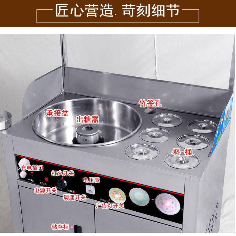 摆摊全自动充电式燃气花式棉花糖机可移动摆摊小型商用棉花糖机