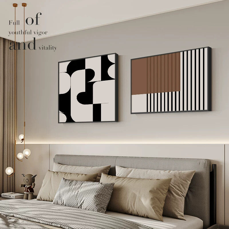 侘寂风卧室床头装饰画轻奢高级感主卧房间挂画2024新款餐厅墙壁画