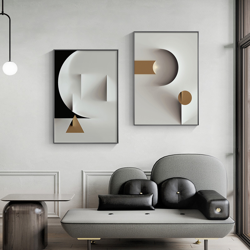 艺术轻奢客厅装饰画现代简约极简黑白风格酒店墙壁挂画3d立体抽象