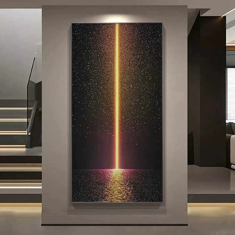 现代简约星空装饰画 玄关挂画小众风格 立体金属框喷绘竖款风景星