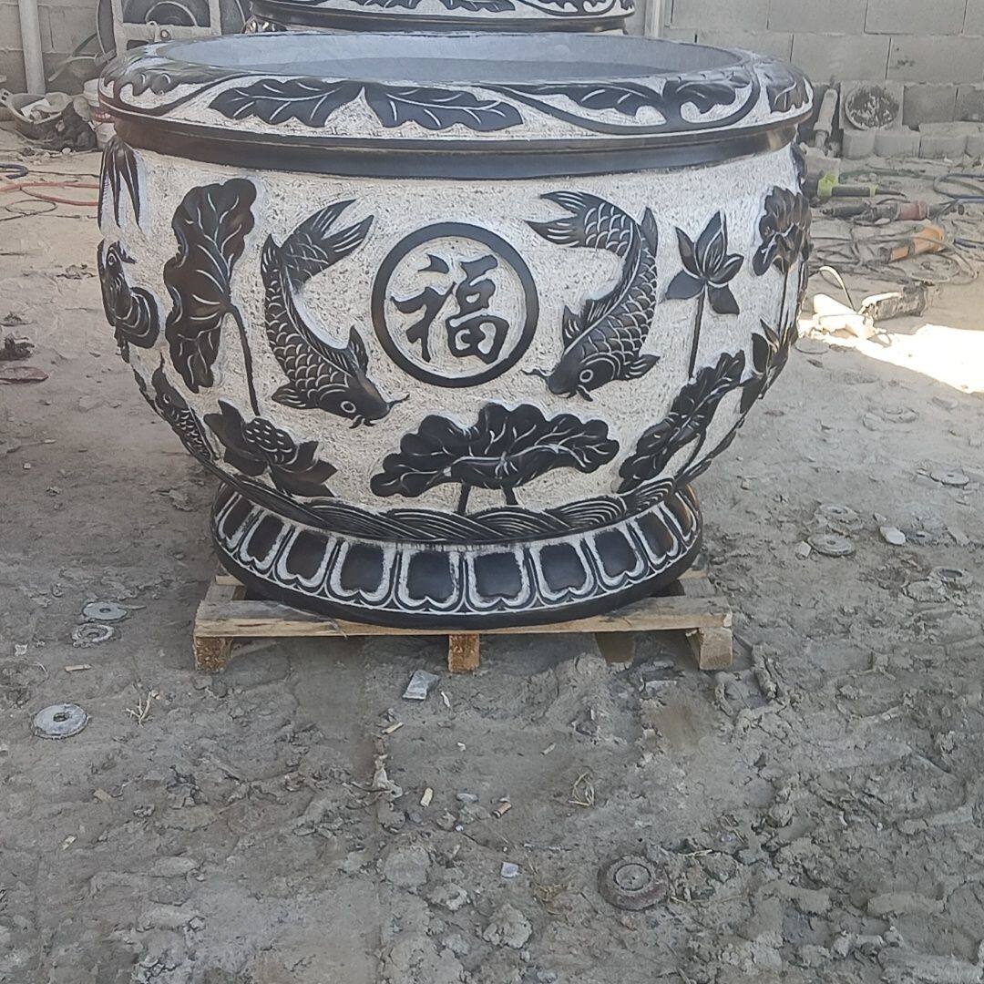 庭院大缸旺宅大缸花盆养鱼池风水水缸旺宅纯天然石头大缸复古鱼缸