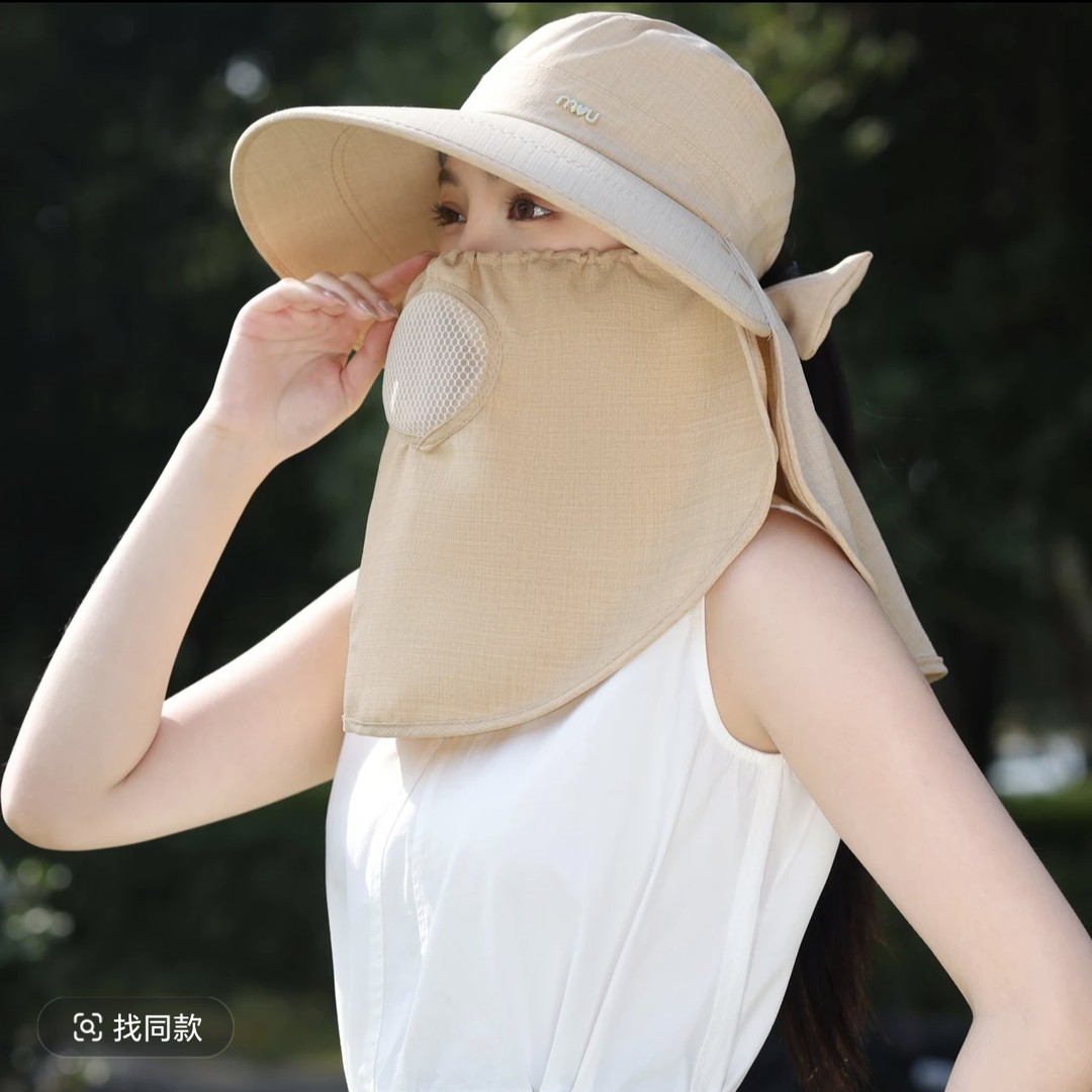 筱期服饰小会家帽子新款棉麻大檐防晒透气遮阳帽户外采茶防晒帽女