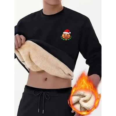 Men's thermal warm sweater loose long sleeves ribbed cuffs