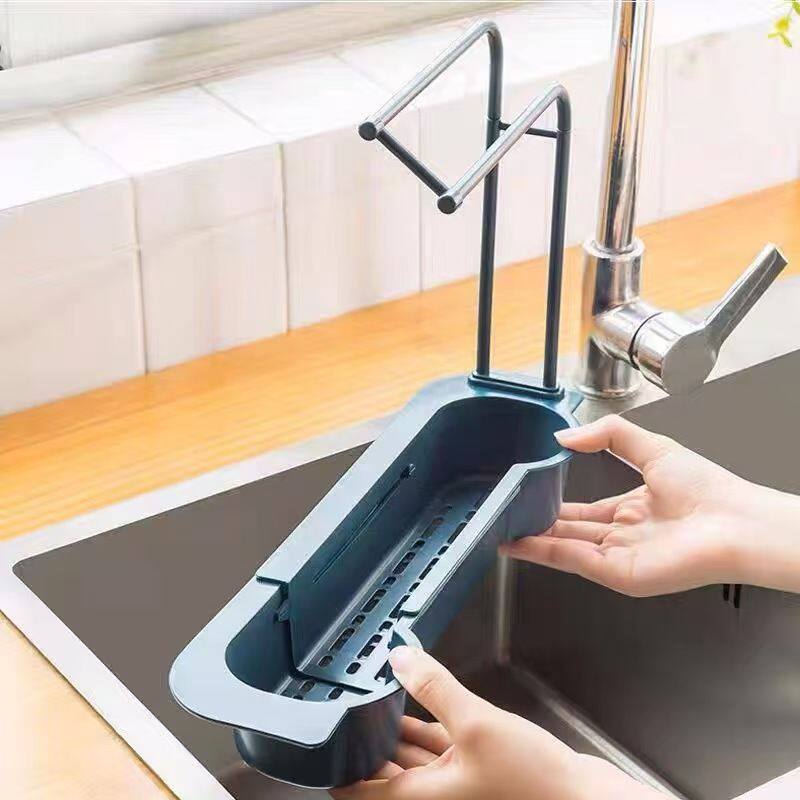 厨房水池沥水水龙头置物架洗碗池水槽抹布沥水篮家用塑料收纳神器