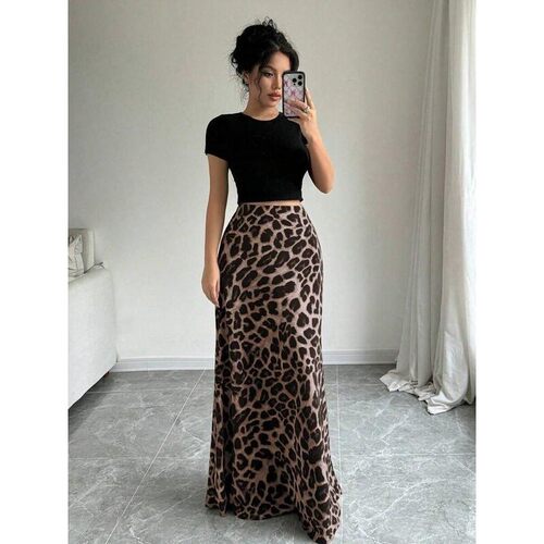Womens Leopard Print Skirt Casual Fashionable Skirt for
