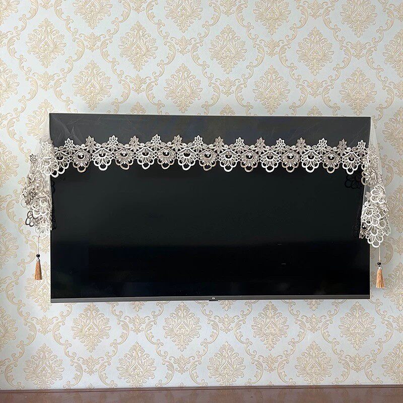 新款电视机蕾丝防尘盖防尘罩曲面电视不取挂式欧式壁挂式挂盖巾J