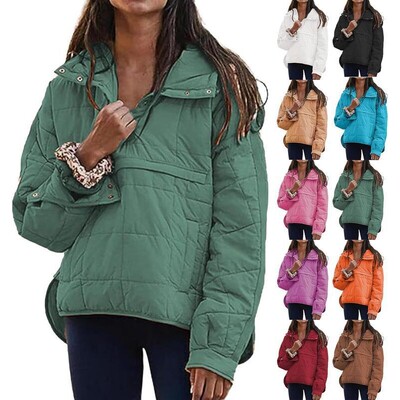 Womens Oversized Puffer Jacket Pullover Quilted Lightweight