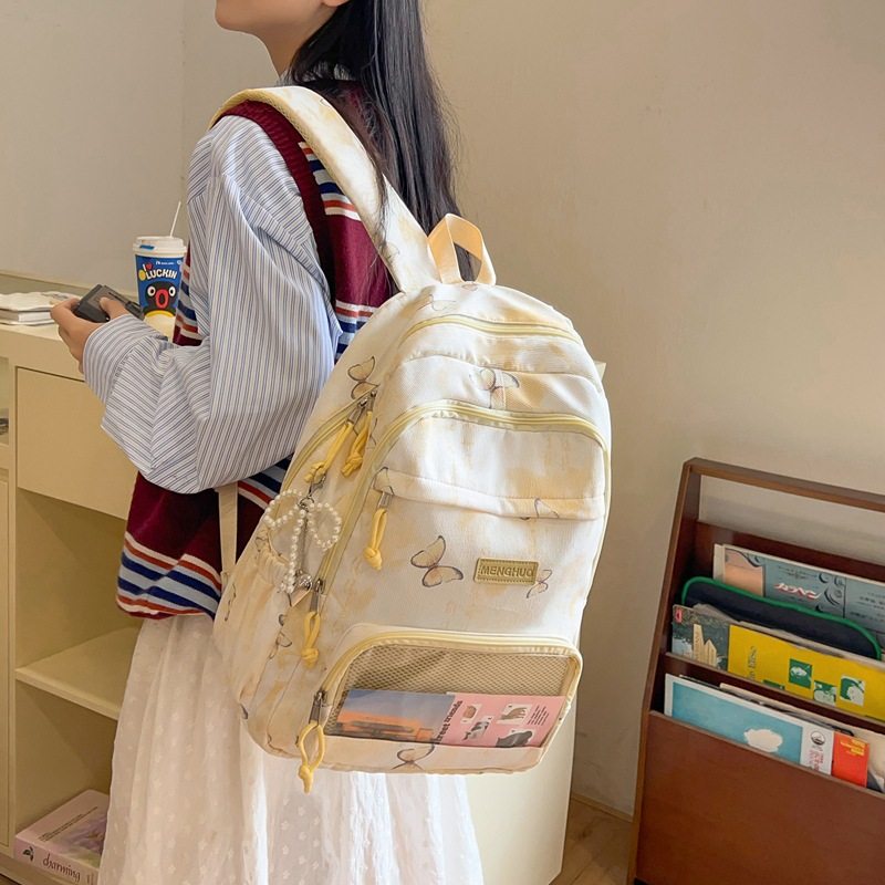 休闲新中式国风百搭高颜值书包初中女生高中学生大容量痛包双肩包