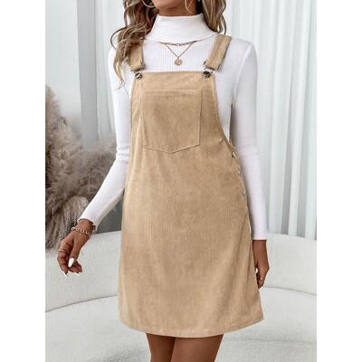 Women's Casual Denim Overall Dress Pocket Design European