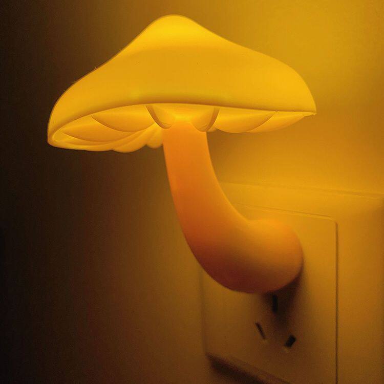 床头灯小夜灯夜间感应蘑菇ins小夜灯led插电款卧室床头光控感应设