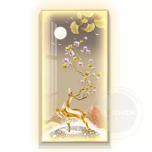 福鹿led带灯轻奢入户玄关装饰画走廊过道挂画壁画简约现代高级感