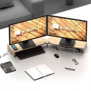 显示器增高架实木双屏幕电脑增高架显示屏桌面托架办公室台式支架