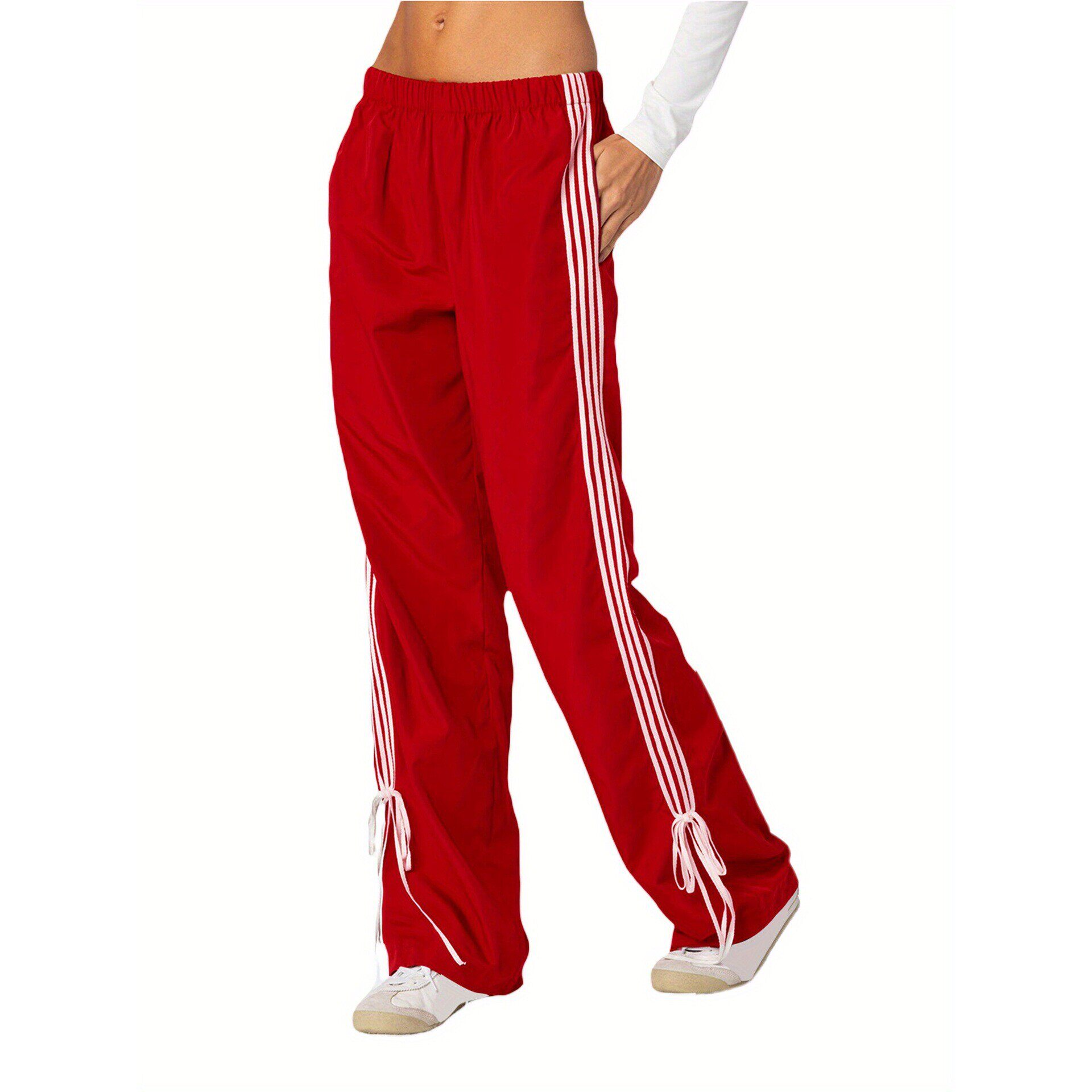 D 28171 Sporty Four Stripe Pants 撞色直筒裤 欧美跨境亚马