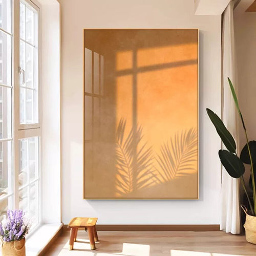 北欧风客厅装饰画小众艺术光影植物挂画卧室墙面壁画玄关背景挂画