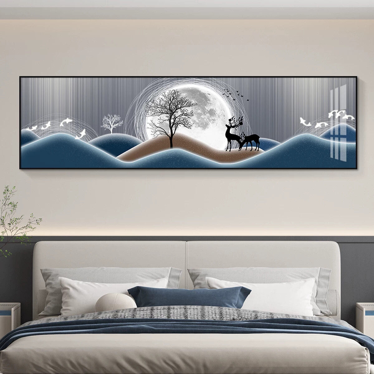 轻奢抽象床头卧室装饰画主卧房间背景墙简约现代挂画壁画高级感