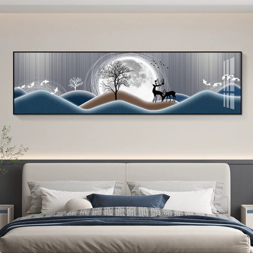 轻奢抽象床头卧室装饰画主卧房间背景墙简约现代挂画壁画高级感
