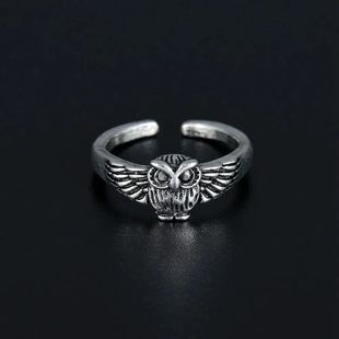 New Simple Retro Classic Owl Ring Skull Men and Women Open A