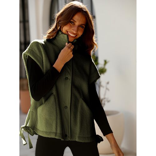 A 97009 Fleece Vest Button Jacket 毛绒背心外套 跨境欧美