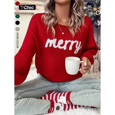 WOMENS RED PULLOVER SWEATER CHRISTMAS FALLWINTER 2025
