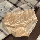 少女美屋纯欲刺绣字母法式 三角裤 缎面内裤 女中腰简约舒适秋冬薄款