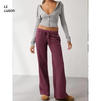 Wide Leg Sweatpants for Women Baggy Low Rise Bell Bottom