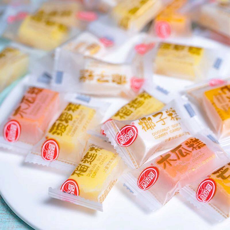 海南特产品香园什锦水果糕400g椰子木瓜菠萝榴莲味软糖果