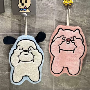 比耶小狗擦手巾可爱卡通珊瑚绒加厚毛巾厨房浴室吸水多功能抹布