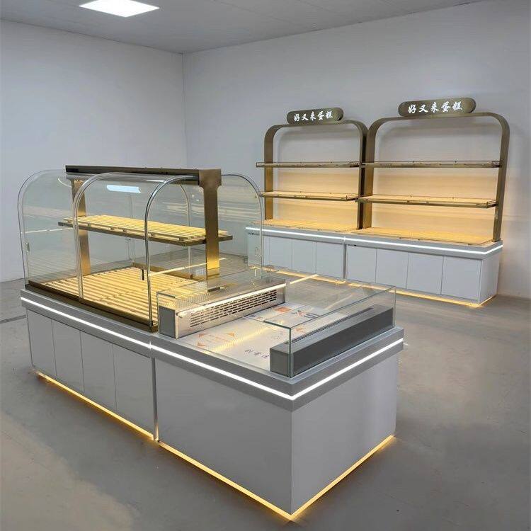 面包柜不锈钢展示柜烘焙店蛋糕模型边柜三明治西点弧形中岛冷藏柜