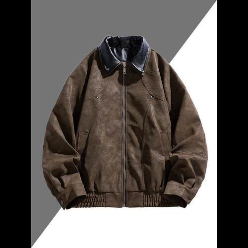 I 66103 Retro Leather Baseball Jacket 复古皮衣 跨境欧美