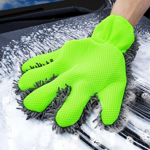 F 24183 Double-sided car wash glove 双面加厚洗车手套跨境