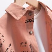 衬衫 男童长袖 小中童春装 春秋款 上衣 韩版 宝宝字母秋季 2025年新款