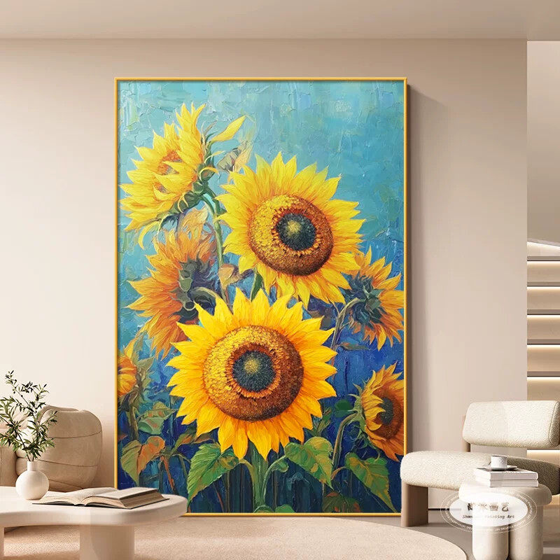 向日葵客厅挂画现代简约沙发背景墙装饰画高档日出东方入户玄关画