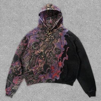 Mens Hoodie Punk Street Wear Korean Style 90s Fashion