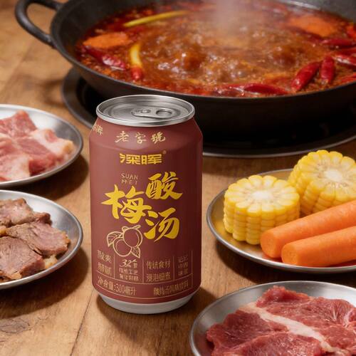 深晖酸梅汤饮料整箱特价批310ml罐装中式喝的饮品正宗夏季酸梅汁
