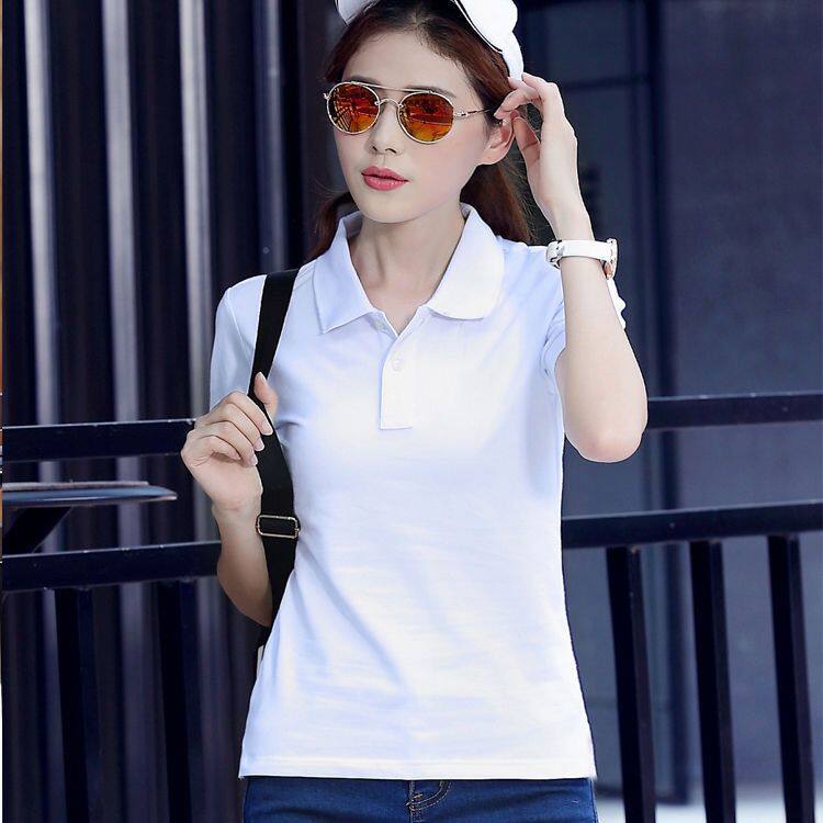 南极人夏季新款女装短袖t恤纯色有领女士polo衫纯色翻领女上衣服