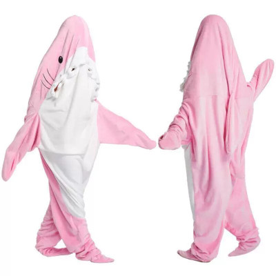 Shark Blanket Hoodie Onesie For Adult Cozy Flannel Throw